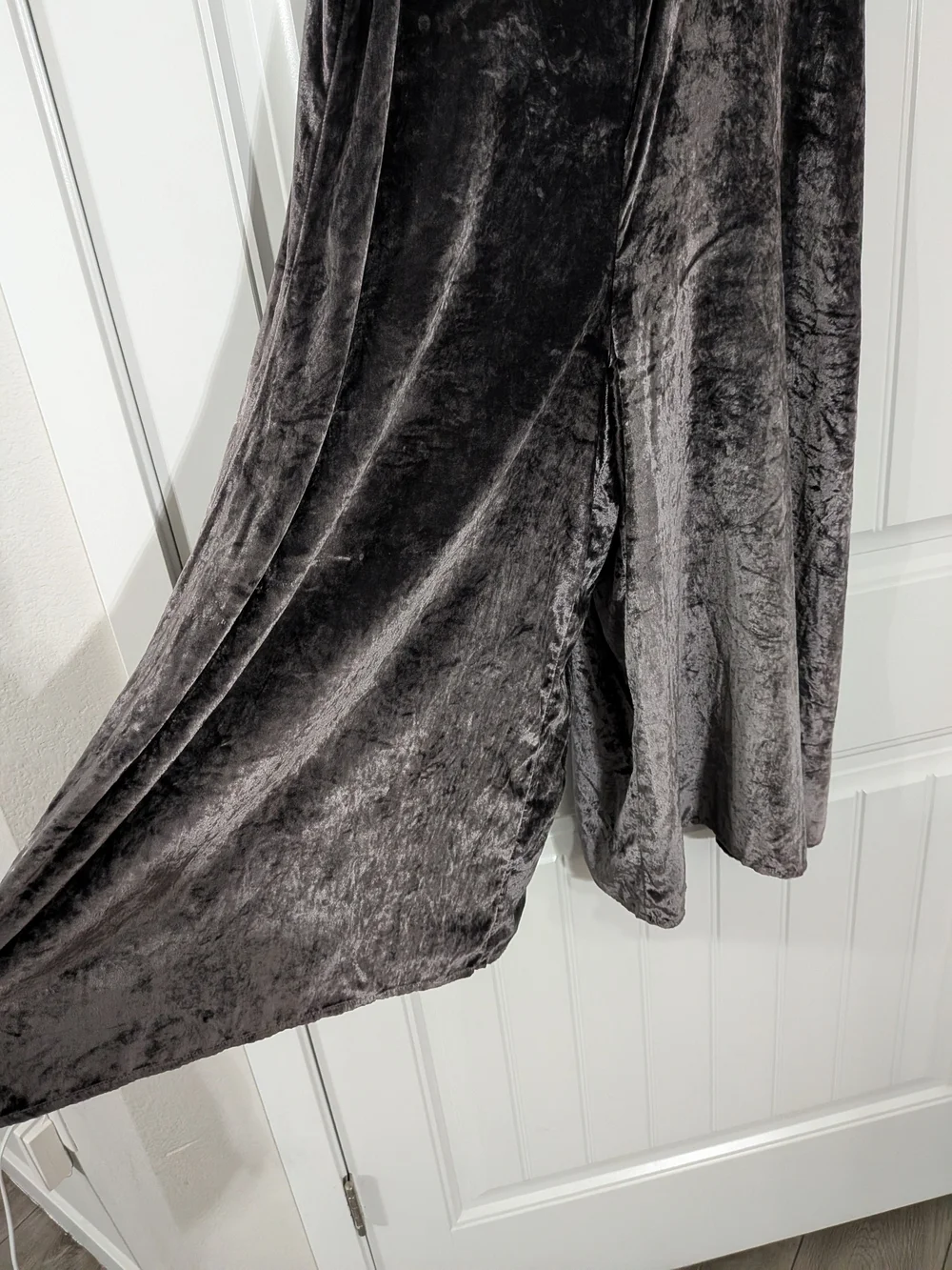 Anthropologie Maeve Silver Crushed Velvet Cropped Jumpsuit Overalls